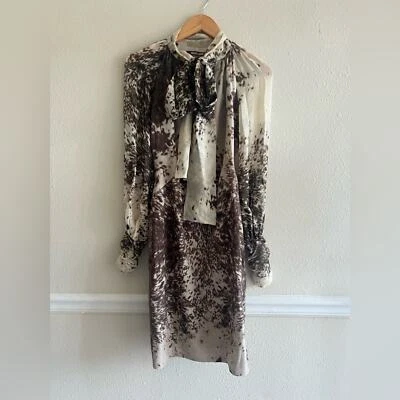 Vestido Roberto Cavalli Estampado Pajarita Cuello Lana/Seda Capricho Delicado Fiesta Foto 1 de 4