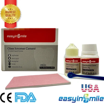 DENTALSOURCE Dental Glass Ionomer Cement Permanent Luting For Crowns Bridges Veneer 20g+10ml