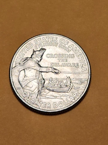 2021 (P) “Crown” Die Chip Error Washington Crossing The Delaware Quarter Cover