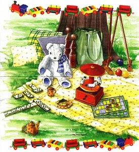 SERVIETTES EN PAPIER OURSON JOUETS JEUX NOSTALGIE. PAPER NAPKINS TEDDY BEAR TOYS - Afbeelding 1 van 1