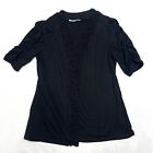 Maurices Cover Up Women's Size Xl Black Short Sleeve Ruched Sleeve Open Front