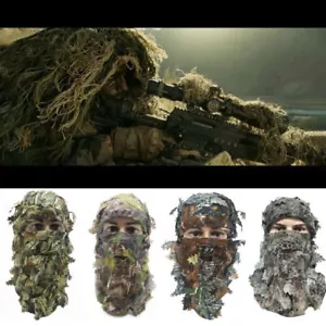 3D Full Face Mask Leaf Ghillie Suit Mask Scarf Headwear Woodland Camo Mask Scarf - Picture 1 of 17
