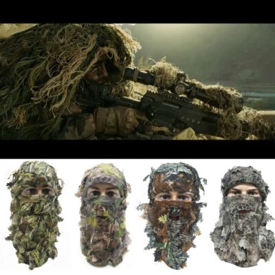 3D Full Face Mask Leaf Ghillie Suit Mask Scarf Headwear Woodland Camo Mask Scarf - Image 1 of 4