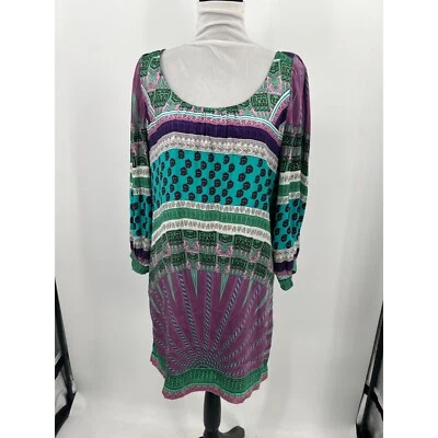 Para mujer Hale Bob mediana mezcla de seda colorido boho estampado abstracto manga larga Foto 1 de 4