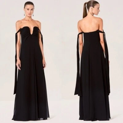 Платье Alexis Dali Ebony Black Off the Shoulder Plunging Sweetheart размер M - Изображение 1 из 4
