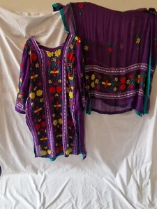 Asian purpul And multi Colour  Kameez Dubata Embroidery Suite In X-Large - Picture 1 of 5