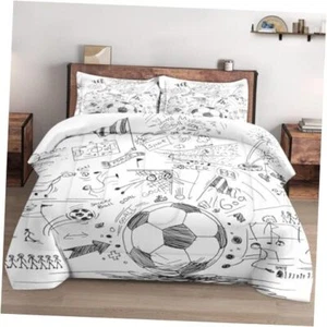 Comforter Set Size with 2 Pillowcases, Soccer Game Ball Cup Queen Soccer Sport - Picture 1 of 7