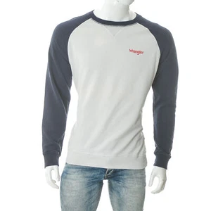 Wrangler Men's Sweater Jumper Crew Neck Navy/White Long Sleeve Size Large L - Picture 1 of 8