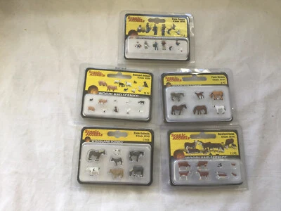 WOODLAND SCENICS N GAUGE JOB LOT OF 5x PACKS OF VARIOUS FARM FIGURES & ANIMALS - Image 1 of 4