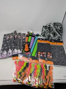 HALLOWEEN PARTY LOT - Light-up Necklaces, Slap Bracelets, Skeletons, Treat Bags - Picture 1 of 6