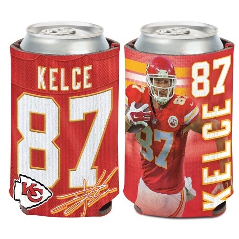 TRAVIS KELCE KANSAS CITY CHIEFS SOFT FOAM CAN BOTTLE KOOZIE COOZIE COOLER HOLDER Cover