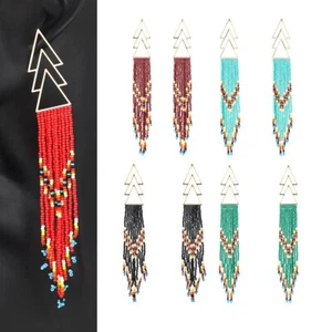 Orecchini perle boho serie primavera lunghi perline goccia pendenti fatti a mano 2913 - Foto 1 di 19