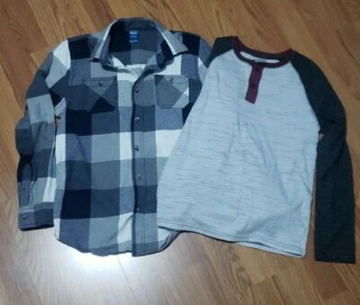 2 Camisas Henley de Franela con Botones 14 16 Arizona Jean Company para Niños Nuevas sin Etiquetas  Foto 1 de 4
