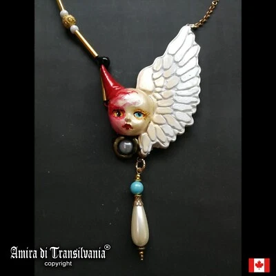Necklace Pendant Winged Angel Devil Demon Horn Talisman Good Luck Amulet Charm - Image 1 of 4
