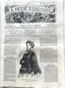 La Mode Illustrée n° 45 du 4 Novembre 1866 journal de famille Paletot Hortensia - Picture 1 of 2