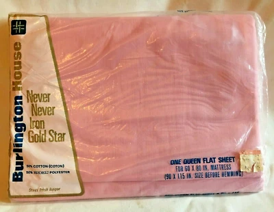 Burlington House Vintage Queen Flat Sheet Colour Pink New In Original Pack - Image 1 of 4