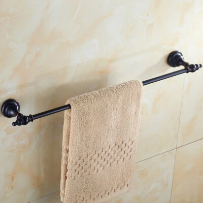 Black Oil Rubbed Brass Single Rail Bath Towel Rack Wall Mount Towel Holder Bar - Image 1 of 4