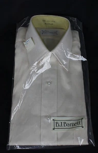 Vtg BJ Barnett Dress Shirt Mod Retro MCM Hipster 1970s  Cream 14 1/2 Store Stock - Picture 1 of 3
