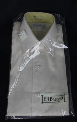 Vtg BJ Barnett Dress Shirt Mod Retro MCM Hipster 1970s  Cream 14 1/2 Store Stock - Image 1 of 3