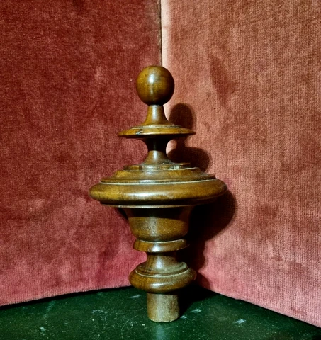 Victorian wood turned newel post finial Antique french architectural salvage 4.6 Cover