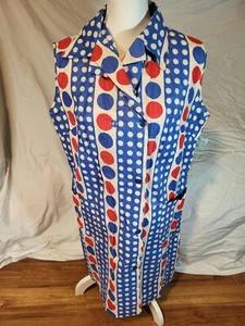 Vtge 60s-70s PM Loungewear Size 44 Polka Dot Housecoat - Picture 1 of 7