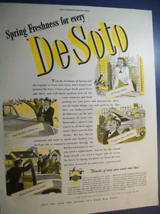 1944 DeSoto large-mag car ad -"Spring freshness for every De Soto"- features WAC - Picture 1 of 1