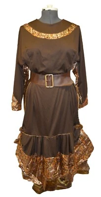 Lilli Diamond California Vintage 70s Bronze Fur Accent Belted Party Dress sz 12 - Image 1 of 4