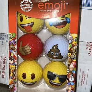 Emoji Golf Balls  6 Pack Novelty Fun Multi Colored NIB Smiley Faces Poop NEW - Picture 1 of 12