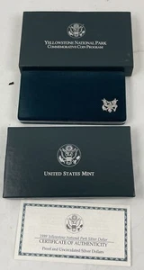 1999-P 2-Coin Yellowstone National Park BU & Prf Set (Box & COA) - Picture 1 of 9