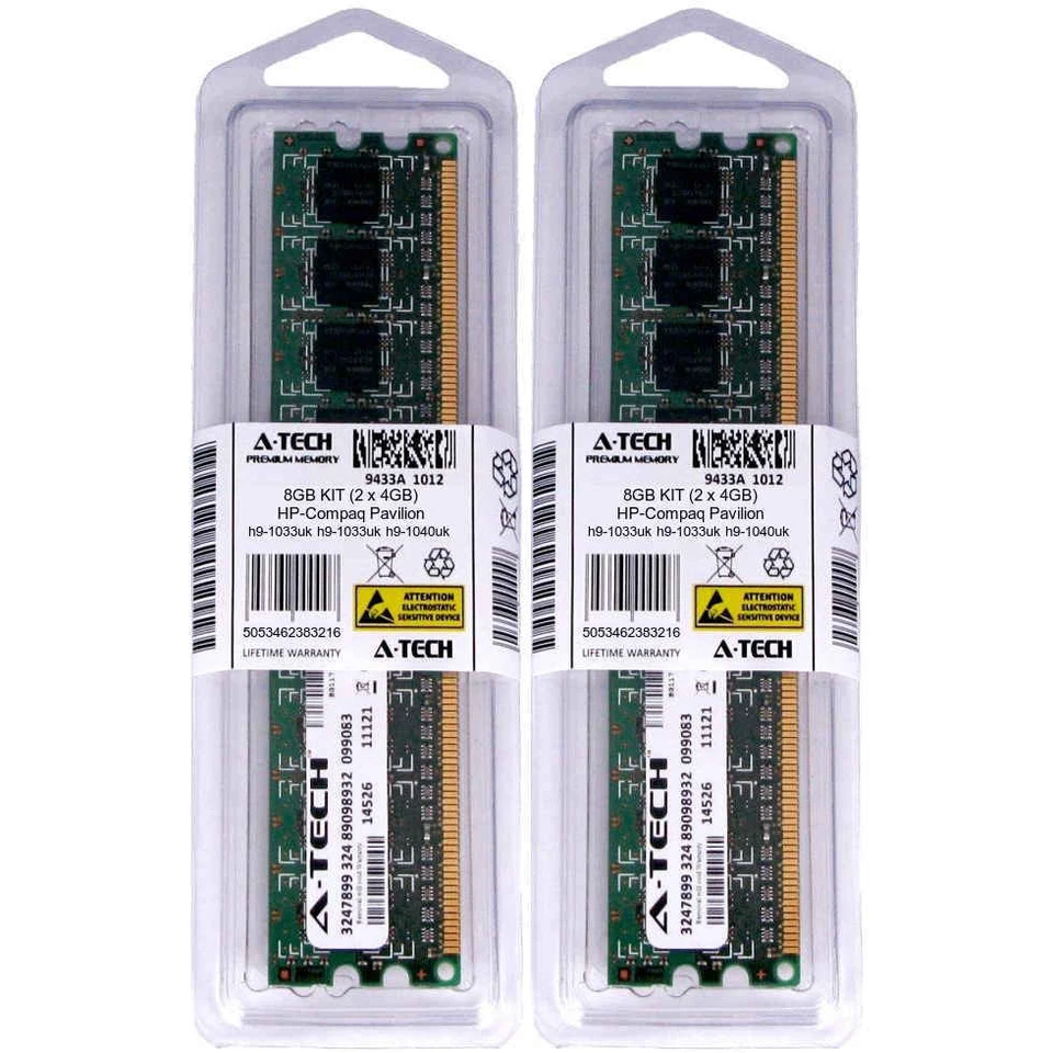 8GB KIT 2 x 4GB HP Compaq Pavilion h9-1033uk h9-1040uk PC3-8500 Ram Memory - Image 1 of 1