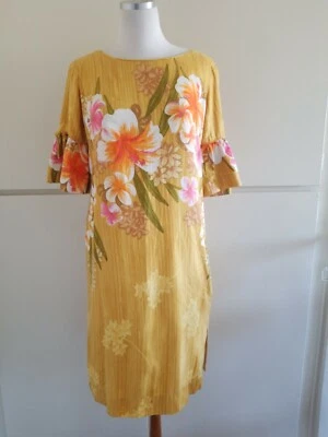 Vintage Tropicana Originals Hawaiian Dress Elbow Length Slv Floral Print zip  - Image 1 of 4