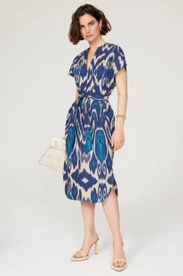 Vestido Vanessa Bruno $345 Amarilla Azul Estampado Algodón EE. UU. Talla 8 Foto 1 de 4