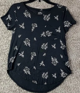 Dreamcatcher Hollister Camicia Donna XS Hi-Lo Manica Corta Extra Small Nera Morbida - Foto 1 di 6