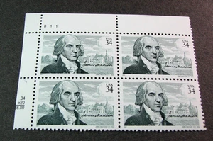 US Stamp Plate Block Scott# 3545 James Madison MNH 2001 H378 - Picture 1 of 1