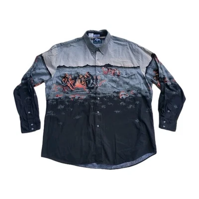 Vintage Roper Border Western Aztec Western Cowboy Desert Campfire Shirt Mens XXL - Image 1 of 4