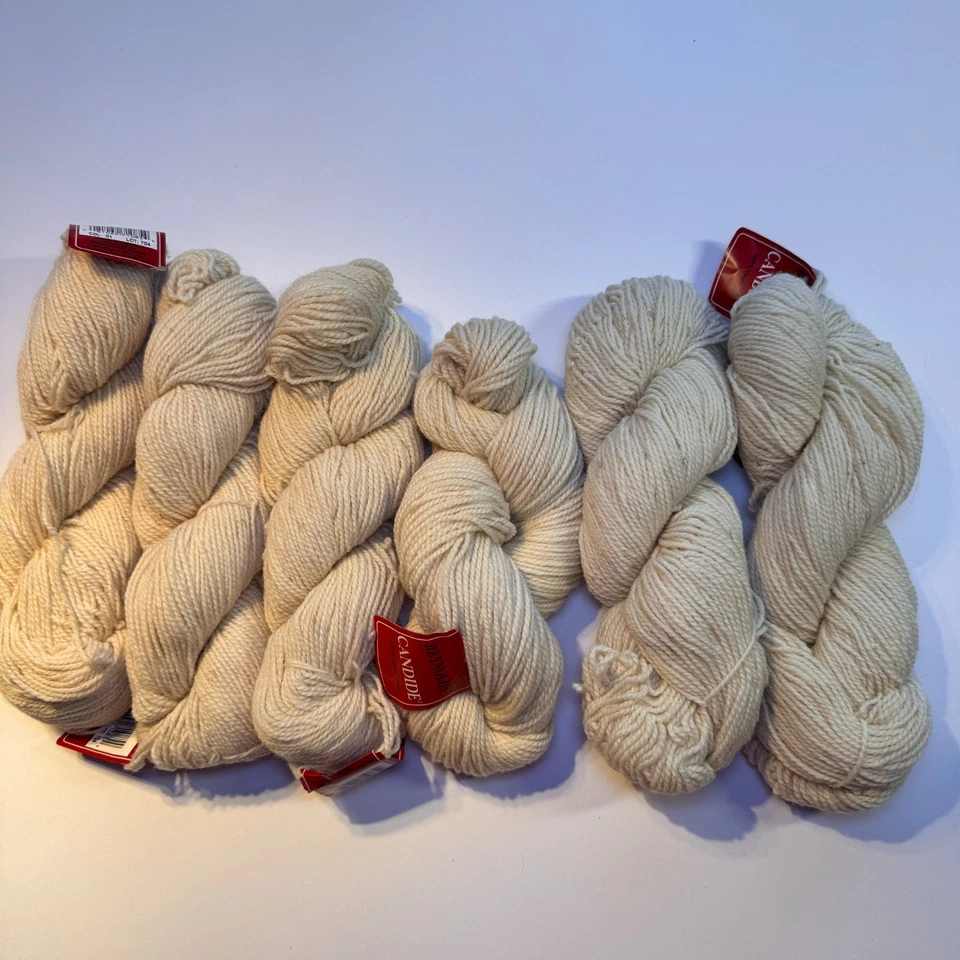 REYNOLDS CANDIDE YARN - 6 Skeins Off White Aran 194yds ea 100% Wool NOS - Image 1 of 4