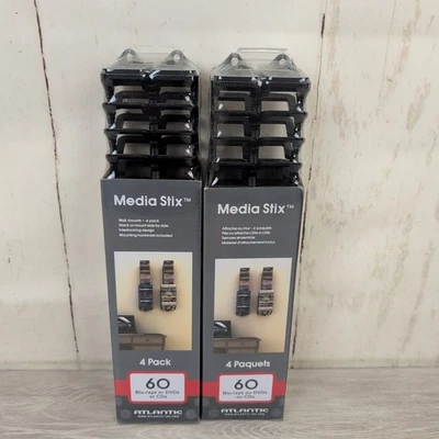 Set Of Two Atlantic Media Stix Wall Mount 4 Pack 60 CD’s Blu-ray DVD Storage New - Image 1 of 4