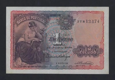 PORTUGAL 1 ESCUDO 1920 P-113 AUNC - Image 1 of 2
