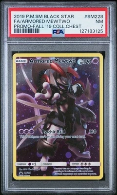 2019 POKEMON SM BLACK STAR PROMO #SM228 FULL ART/ARMORED MEWTWO PSA 7 - Image 1 of 2
