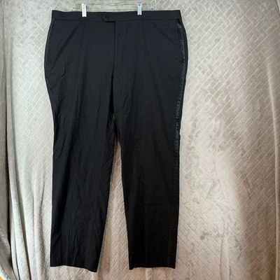 Van Heusen Mens 42x32 Dress Pants Black Tuxedo Stripe Formal Wedding Prom - Image 1 of 4
