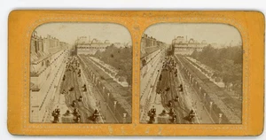Victorian Tissue Stereoview 1800s Tinted Tissue View of Grand Road in Paris - Bild 1 von 2