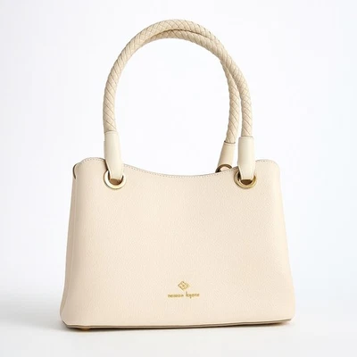 Bolso de hombro Nanette Lepore marfil texturizado imitación cuero herrajes dorados Foto 1 de 4
