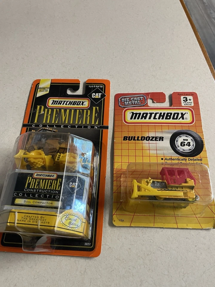 Vintage Matchbox CAT Soil Compactor 1998 & #64 Bulldozer 1993 Lot NIP Nice - Image 1 of 4