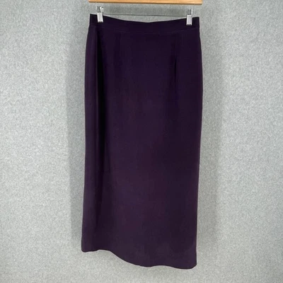 Falda lápiz Rena Rowan vintage 100 % seda tiro alto para mujer talla 6 forrada púrpura Foto 1 de 4