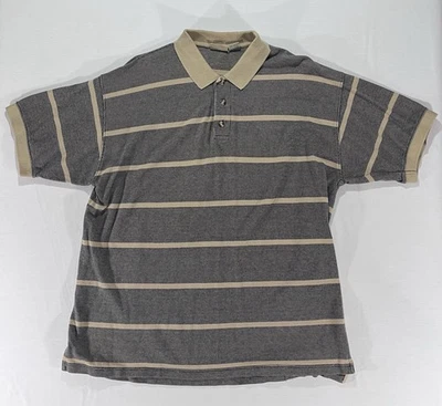 Sun River Mens L Brown Striped Short Sleeve Polo Shirt 100% Cotton - Image 1 of 4