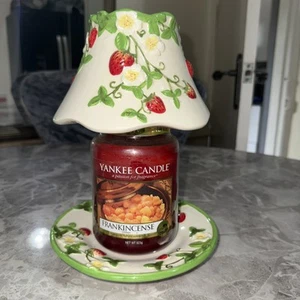 Vintage Yankee Candle Large Shade & Tray ~ Strawberry Plant (3) - Picture 1 of 5