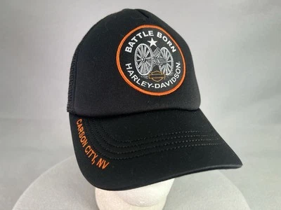 Harley-Davidson Battle Born Trucker Hat Cap Carson City NV RARE Canon Logo Patch - Image 1 of 4
