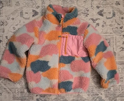 Chaqueta Sherpa rosa, naranja con cremallera H&M para niñas. Talla 6-8. Foto 1 de 4