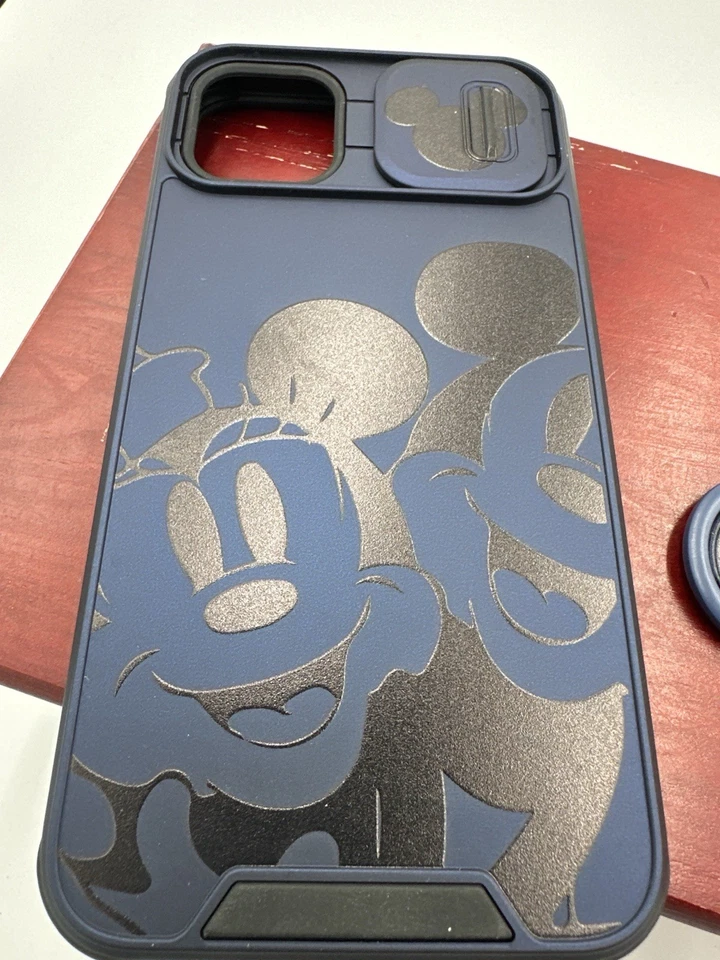 Happy Mickey iPhone 11 Pro Max Case Blue Black Slide Camera Cover Ring Stand NEW - Image 1 of 4