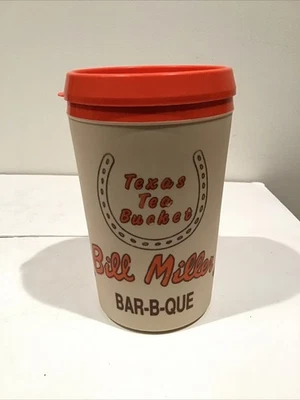 Cubo de té Bill Miller Bar-B-Q Texas taza aislada Aladdin 34 oz con tapa (A) Foto 1 de 4